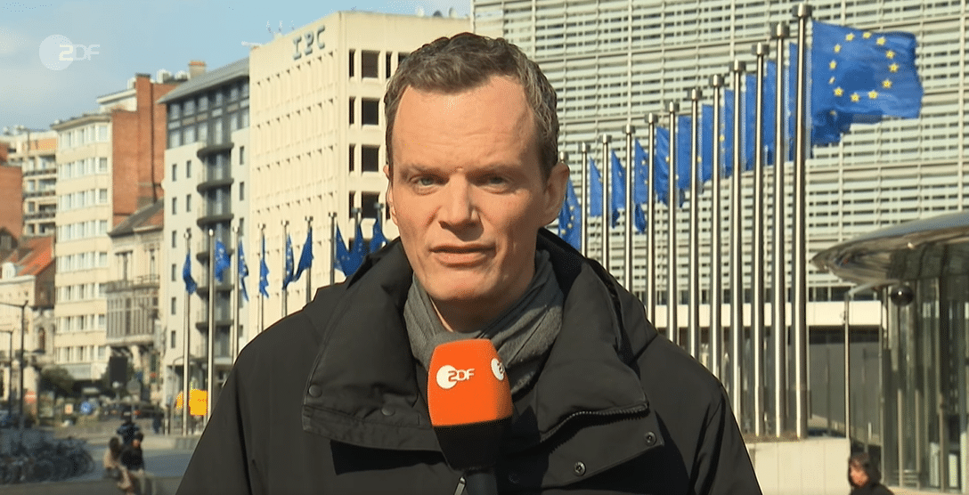 ZDF-Korrespondent Florian Neuhann aus Brüssel zugeschaltet (Screenshot heute-Sendung)